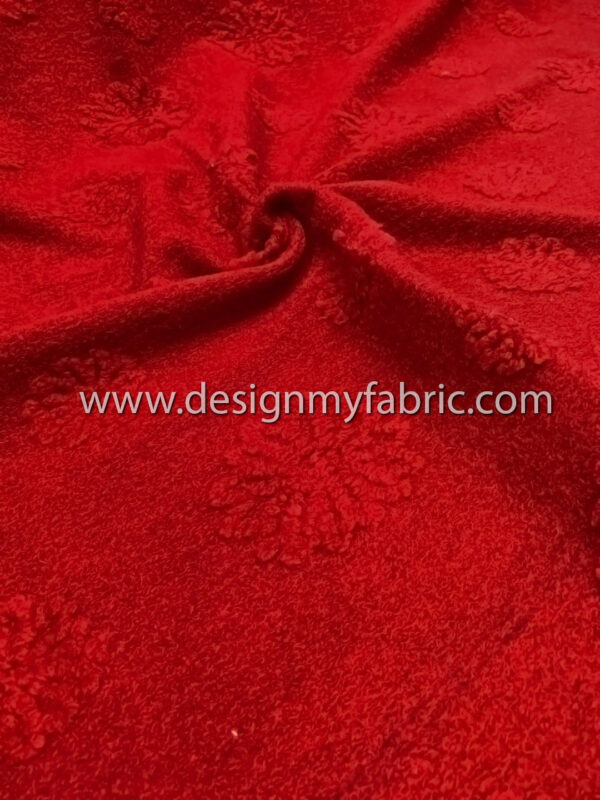 Red wool jacquard fabric #91795