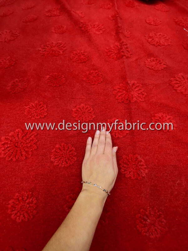 Red wool jacquard fabric #91795 - Image 3