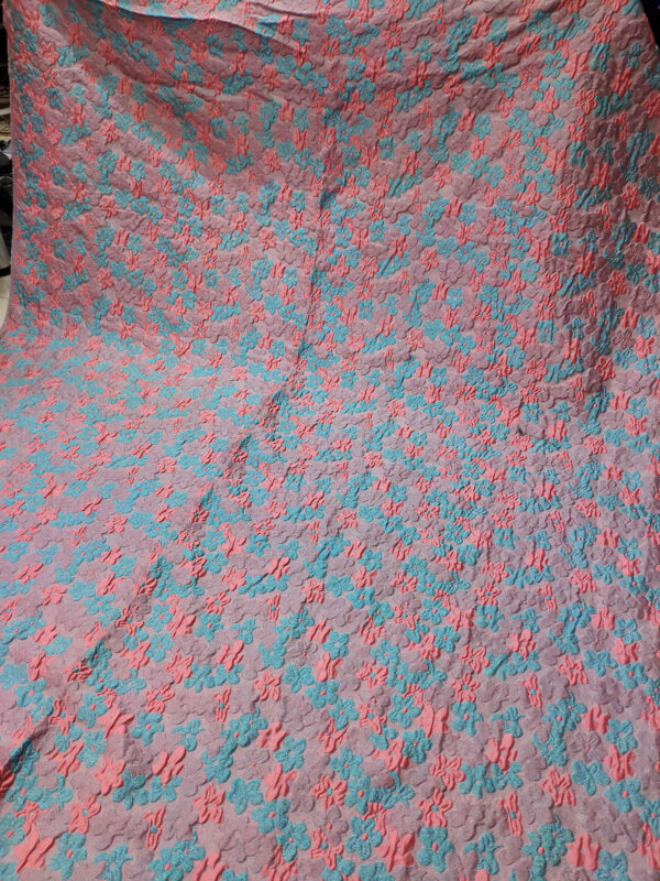 Pink jacquard with light blue and pink flowers - Image 5