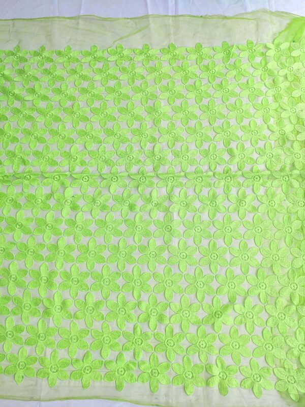 Neon Green floral organza #80585 - Image 6