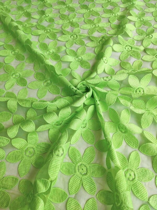 Neon Green floral organza #80585 - Image 3