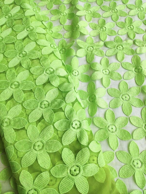 Neon Green floral organza #80585 - Image 4