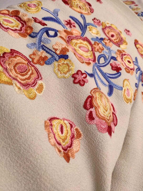 Beige crepe embroidered with flowers #82594 - Image 3