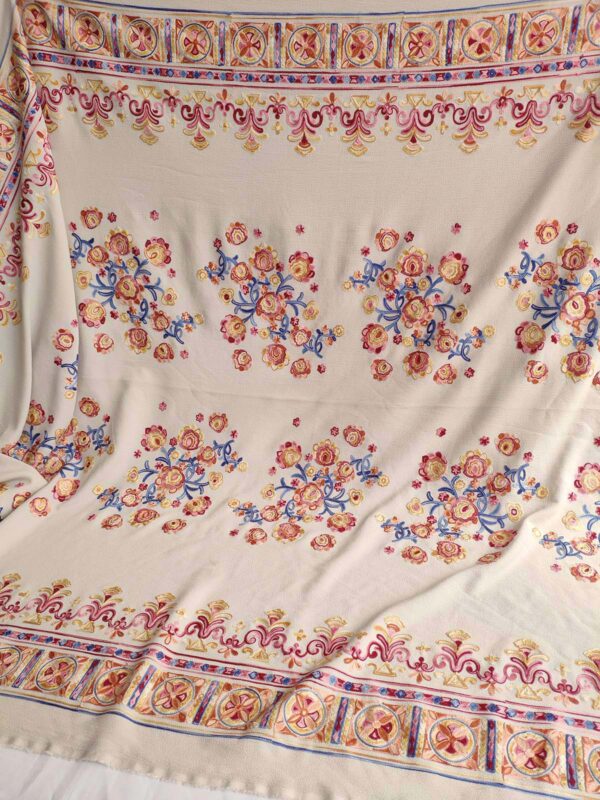 Beige crepe embroidered with flowers #82594 - Image 5