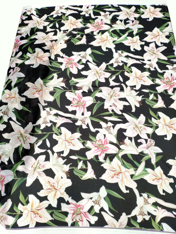 Black and White floral chiffon fabric #50024 - Image 4