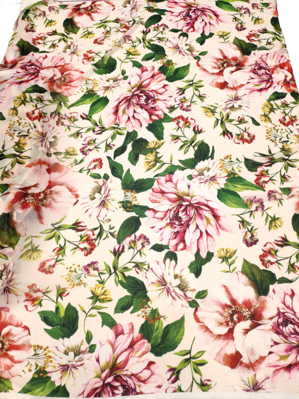 Cream floral chiffon fabric #50001 - Image 6