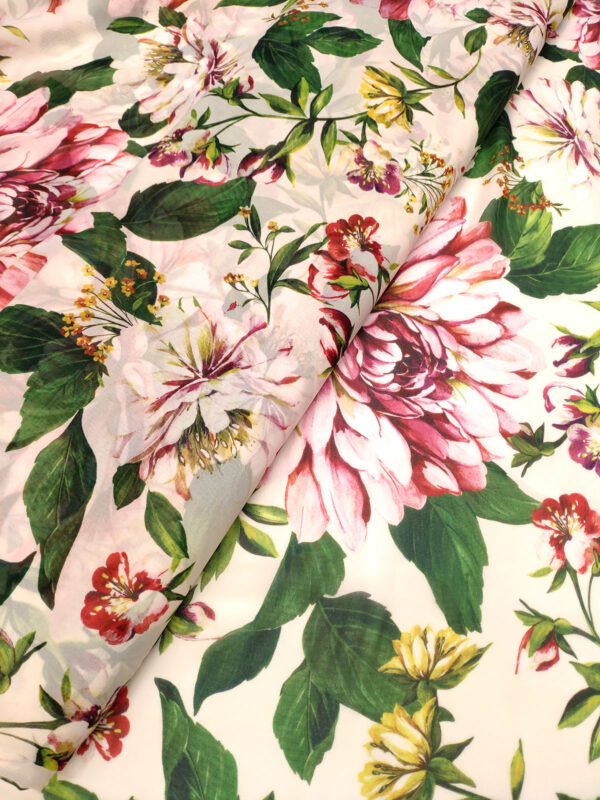 Cream floral chiffon fabric #50001 - Image 2