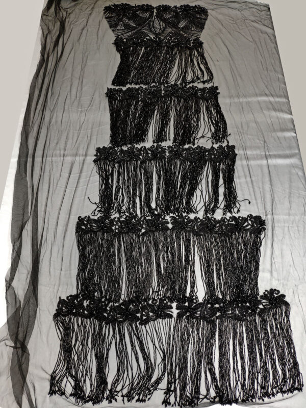 Black haute couture fringe lace #70159