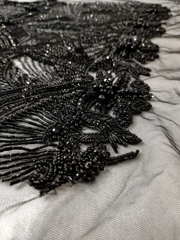 Black haute couture fringe lace #70159