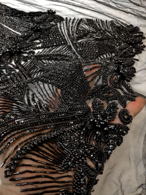 Black haute couture fringe lace #70159