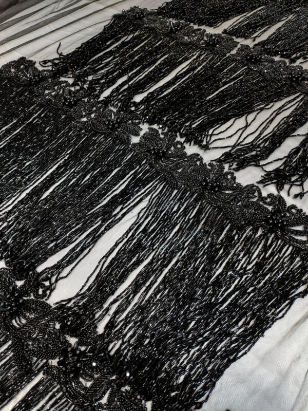 Black haute couture fringe lace #70159