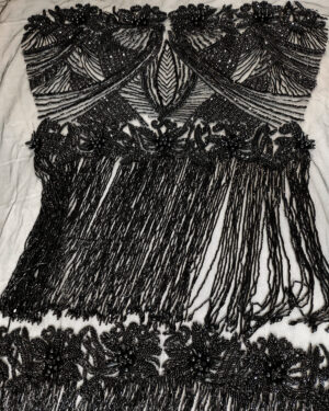 Black haute couture fringe lace #70159