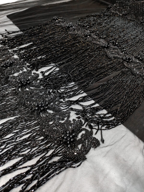 Black haute couture fringe lace #70159