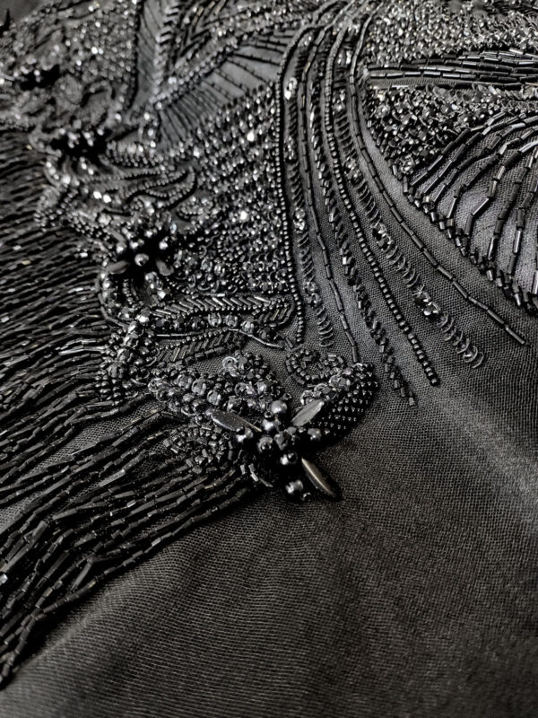 Black haute couture fringe lace #70159