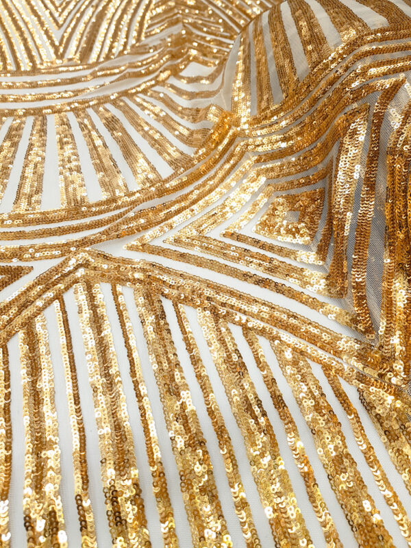 Gold sequined lace fabric #91511 - Image 4