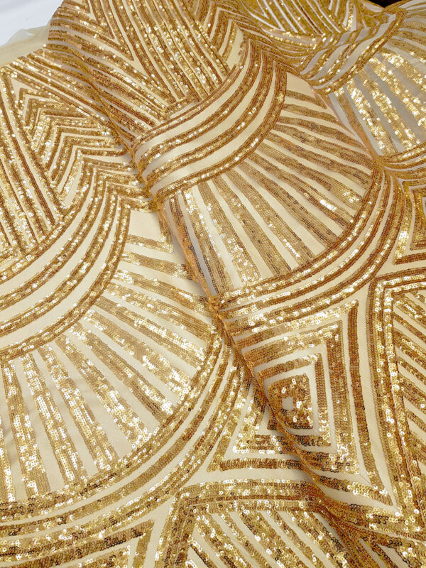 Gold sequined lace fabric #91511 - Image 2