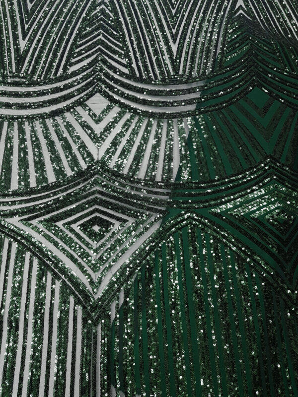 Green sequined lace fabric #91512 - Image 4