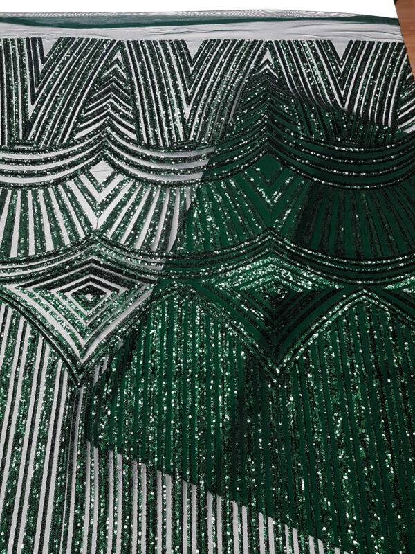 Green sequined lace fabric #91512 - Image 2