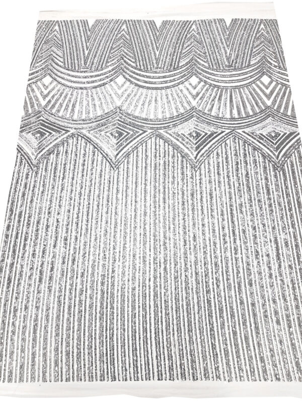 Silver sequined lace fabric  #91508 - Image 6