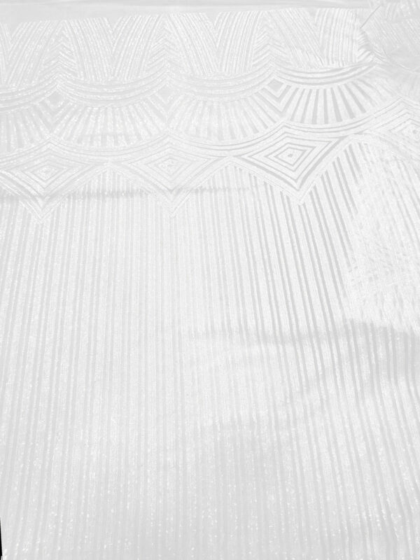 White sequined bridal lace fabric  #91509 - Image 3