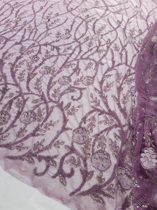 Purple 3d floral couture lace - Image 5