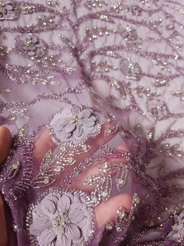 Purple 3d floral couture lace - Image 7