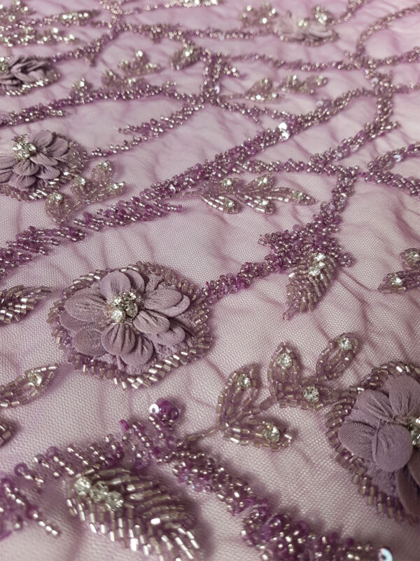 Purple 3d floral couture lace - Image 2