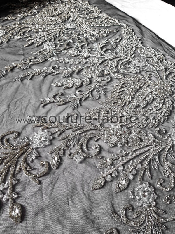 Silver bordered floral couture lace - Image 4