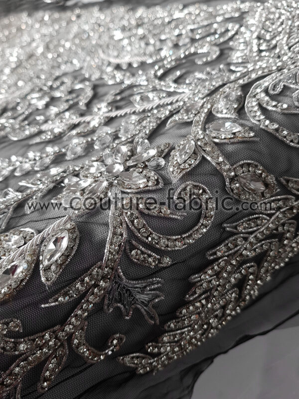 Silver bordered floral couture lace - Image 5