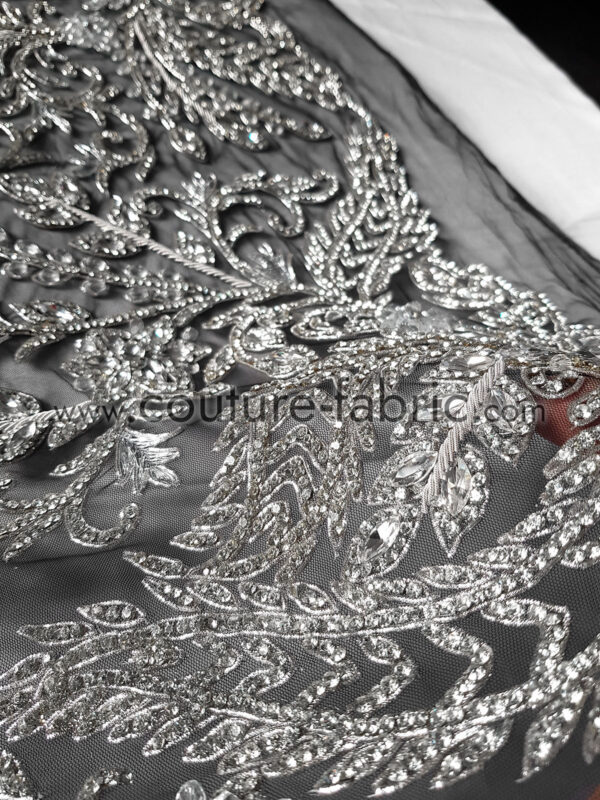 Silver bordered floral couture lace - Image 2