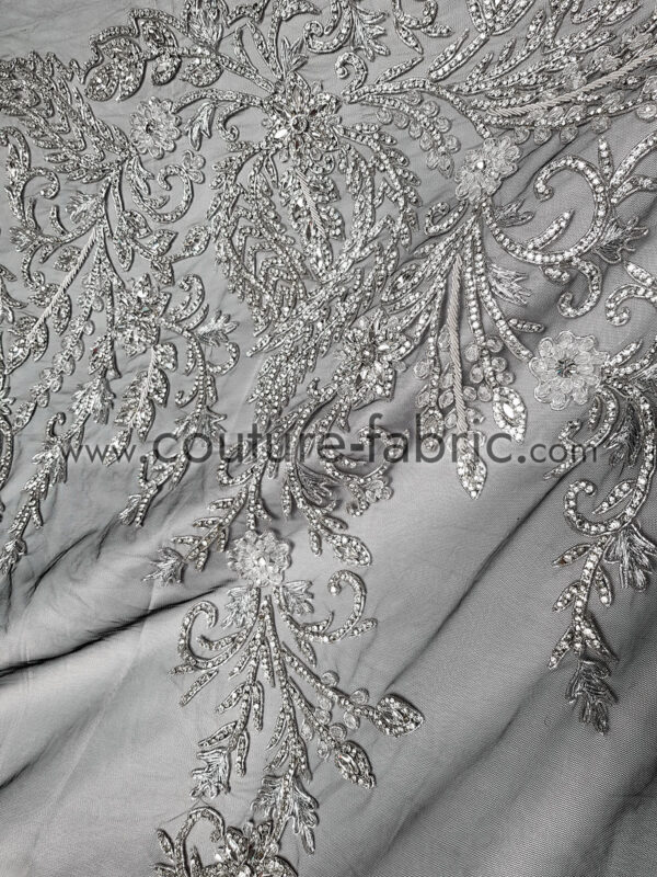 Silver bordered floral couture lace - Image 6