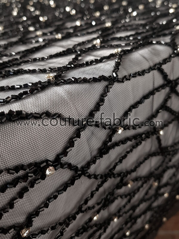 Black beaded couture lace - Image 2