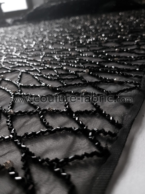 Black beaded couture lace - Image 5