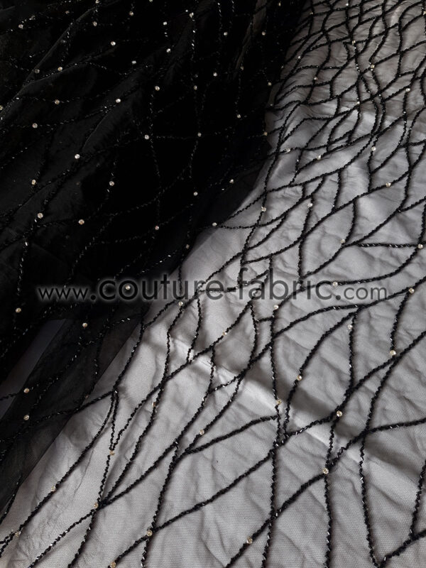 Black beaded couture lace - Image 4