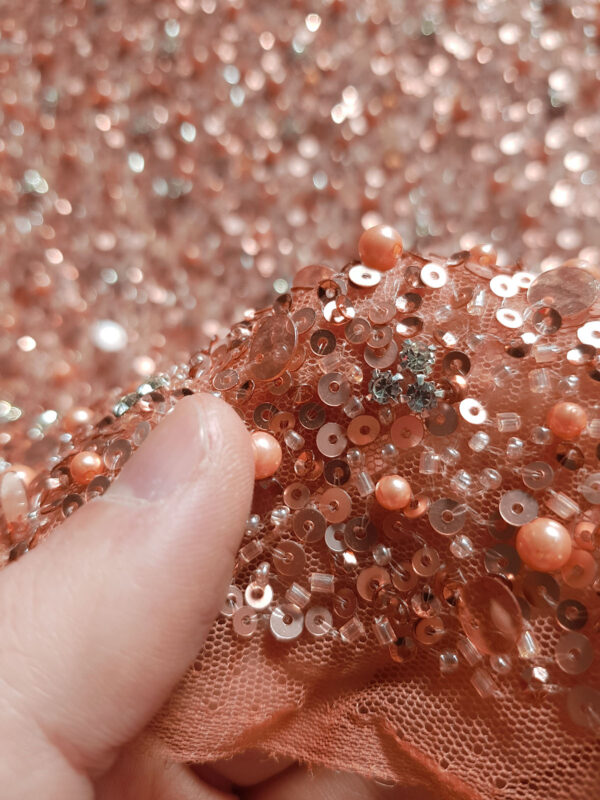 Rose gold beaded couture lace - Image 4