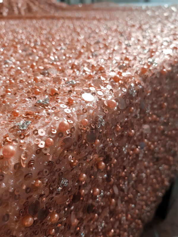 Rose gold beaded couture lace - Image 3