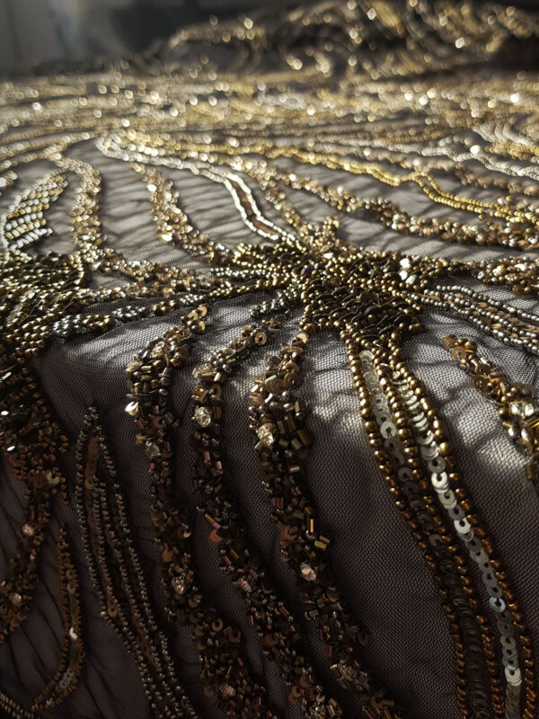 Black and Gold beaded couture lace - Image 8