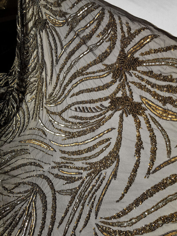 Black and Gold beaded couture lace - Image 4