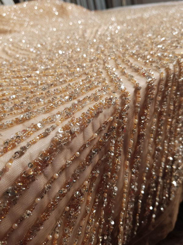 Gold beaded couture lace - Image 8