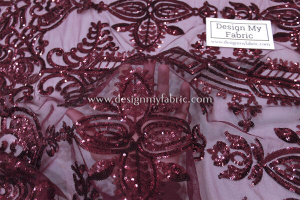 Burgundy Baroque net fabric #20483 - Image 3