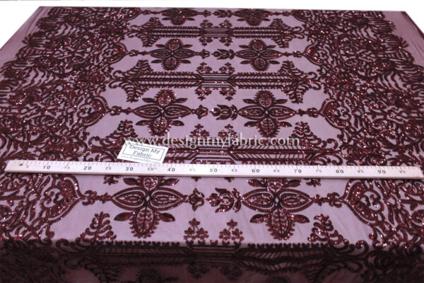 Burgundy Baroque net fabric #20483 - Image 5