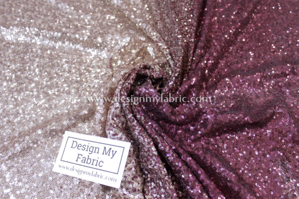 Gradient gold and burgundy sequins fabric #20606