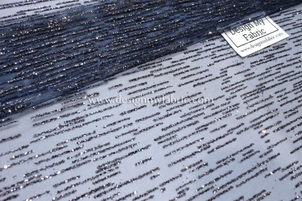 Blue and Silver net glitter fabric #20629