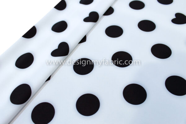 White and Black dots crepe fabric #20658