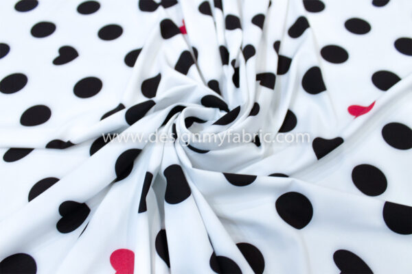 White and Black dots crepe fabric #20658 - Image 4