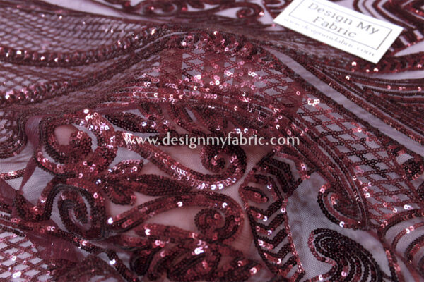 Burgundy Baroque net fabric #91475 - Image 3