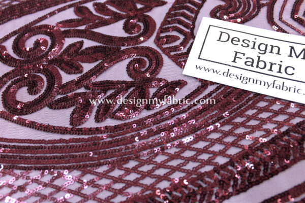 Burgundy Baroque net fabric #91475 - Image 4