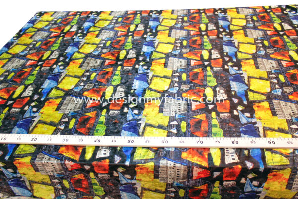 Black velvet houses fabric #91834 - Image 4