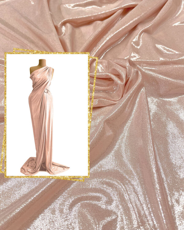 Light apricot spandex metallic fabric #51040