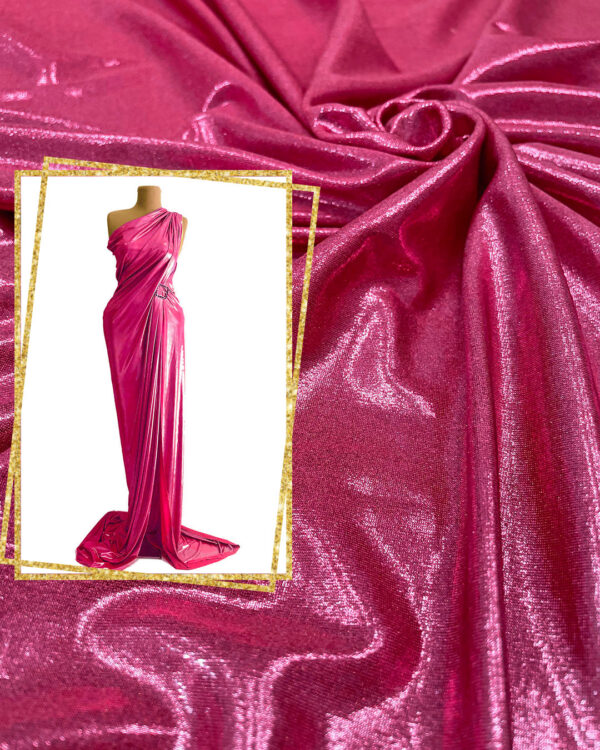 Magenta spandex metallic fabric #51039